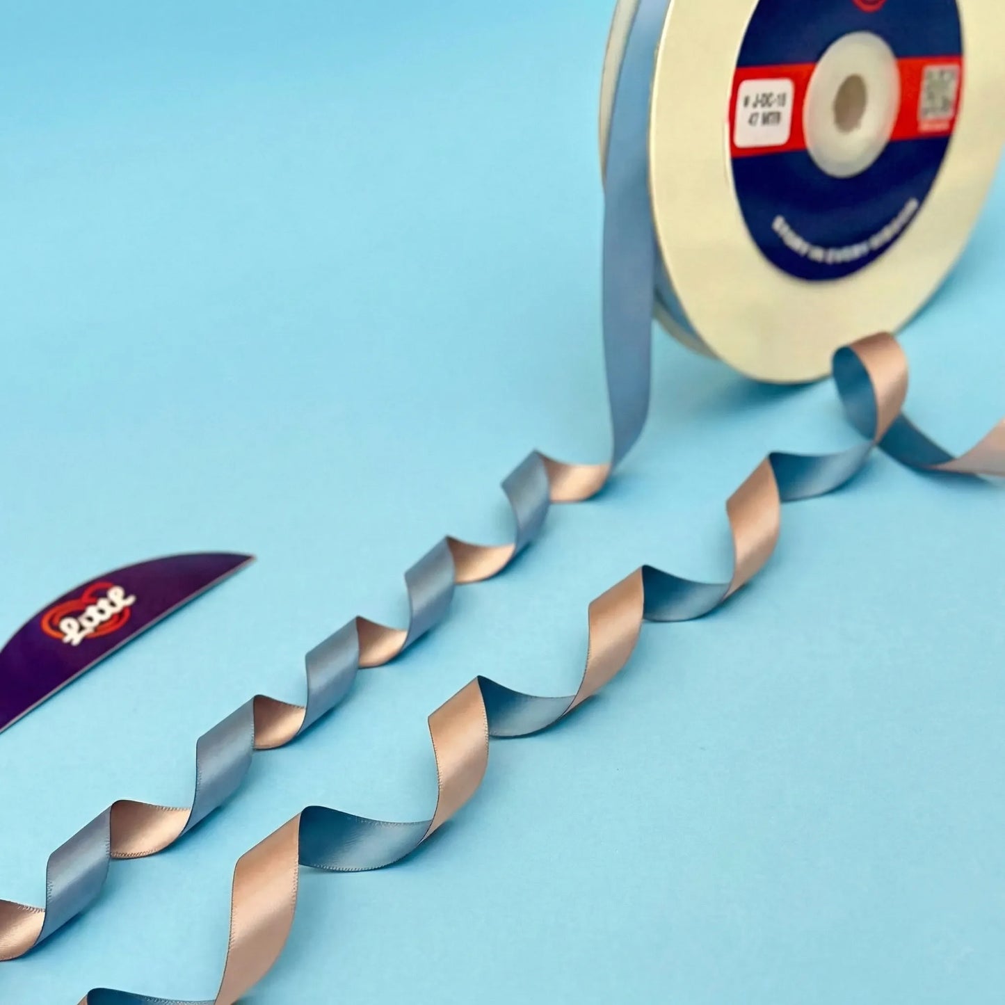 gift ribbon 1/2 inch 47m sky blue beige two color decor littl