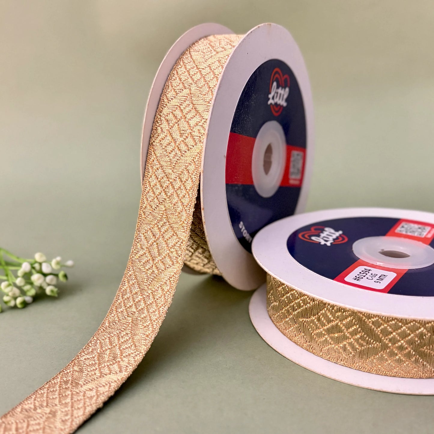 german metallic jacquard ribbon – premium heavy military-style braid | 1″ wide | 18m pack | 61592 littl