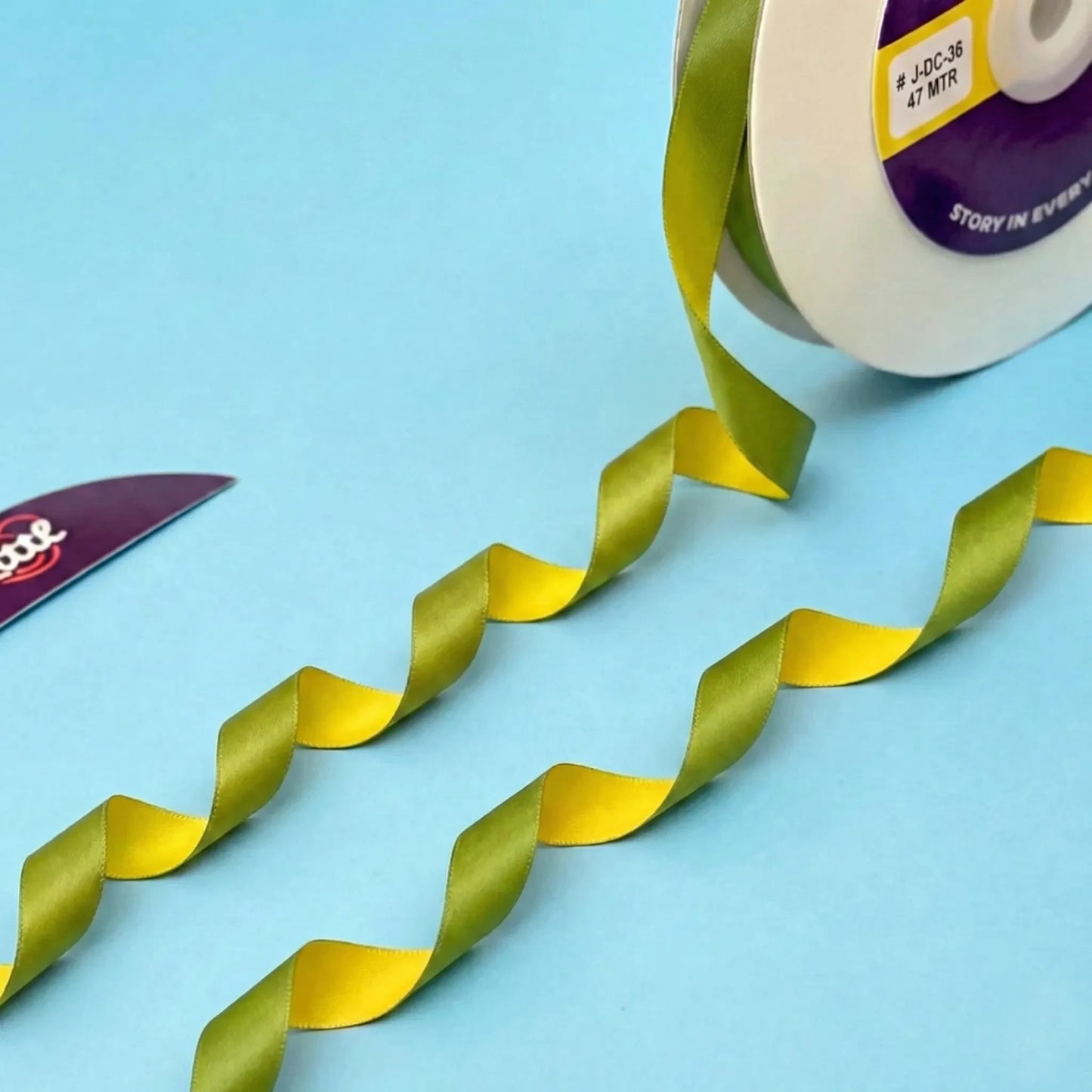 12mm-the lemon grass - canary yellow & lime dual tone ribbon littl