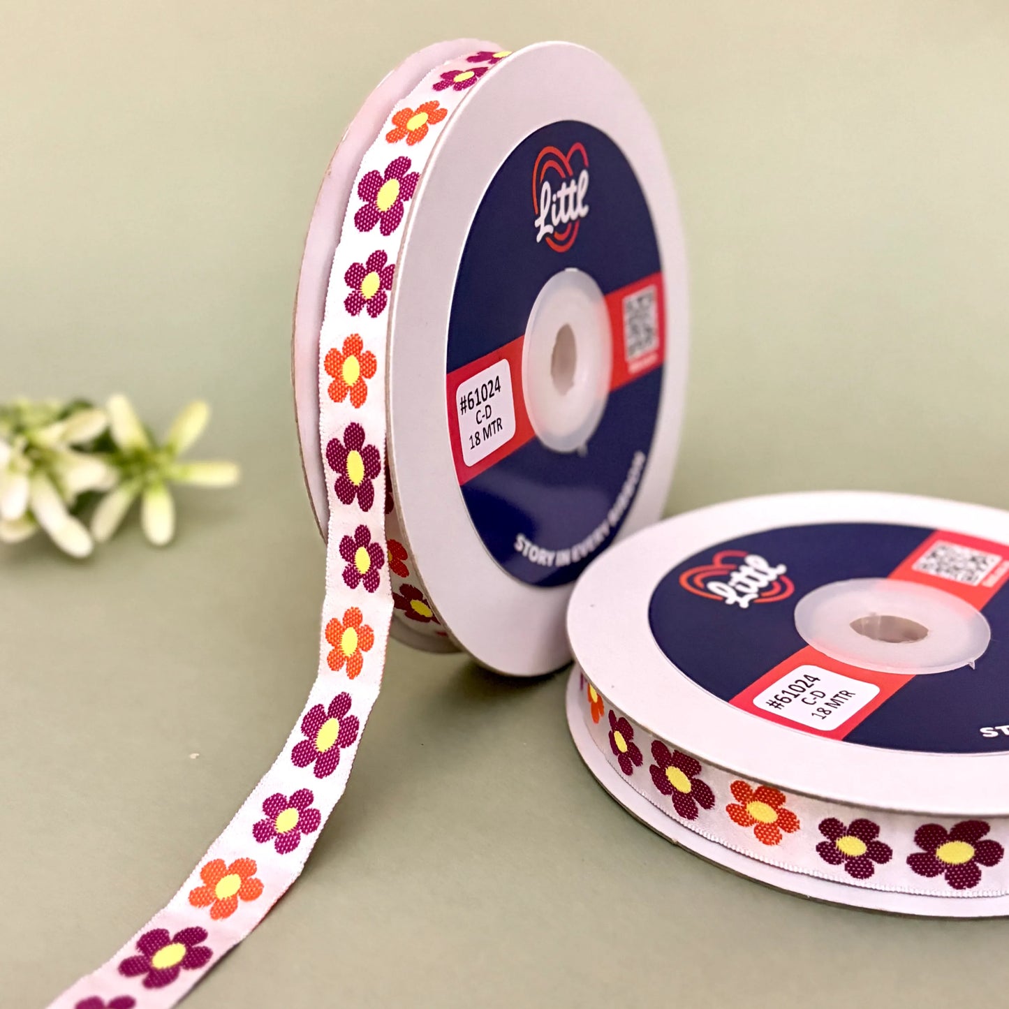 ribbon-lace border 1 inch satin weave multiple colors suits garments 61024-littl