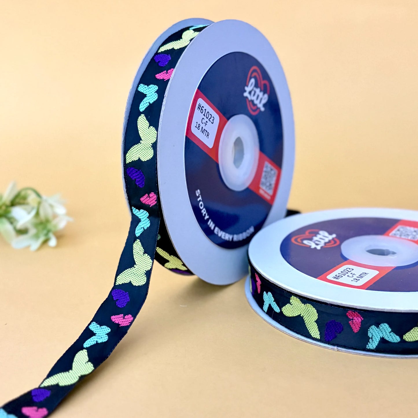 ribbon-saree lace border 15mm 18m butterfly satin weave ribbon 61023-littl