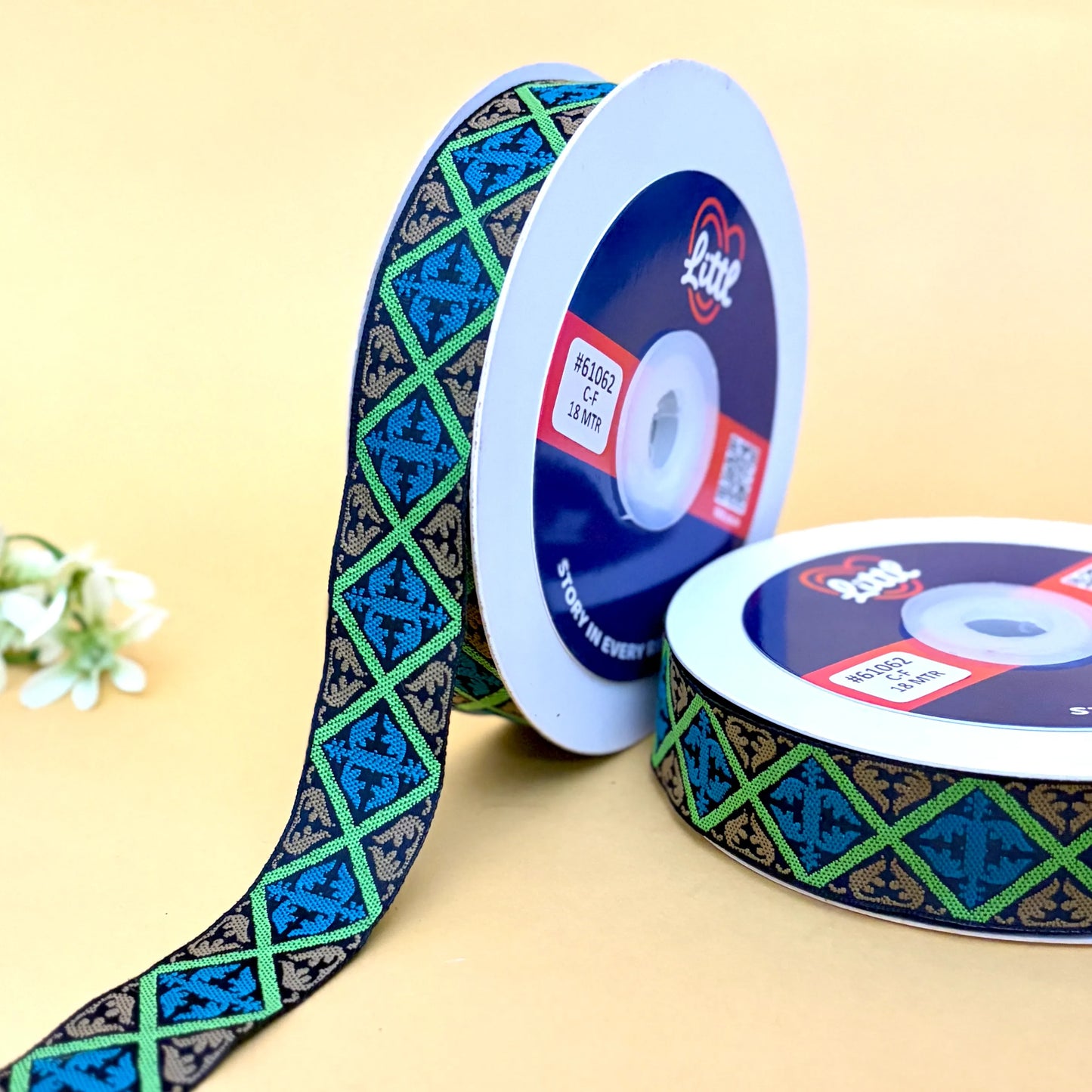 ribbon-saree lace border 1 inch 18m celtic satin weave ribbon 61062-littl