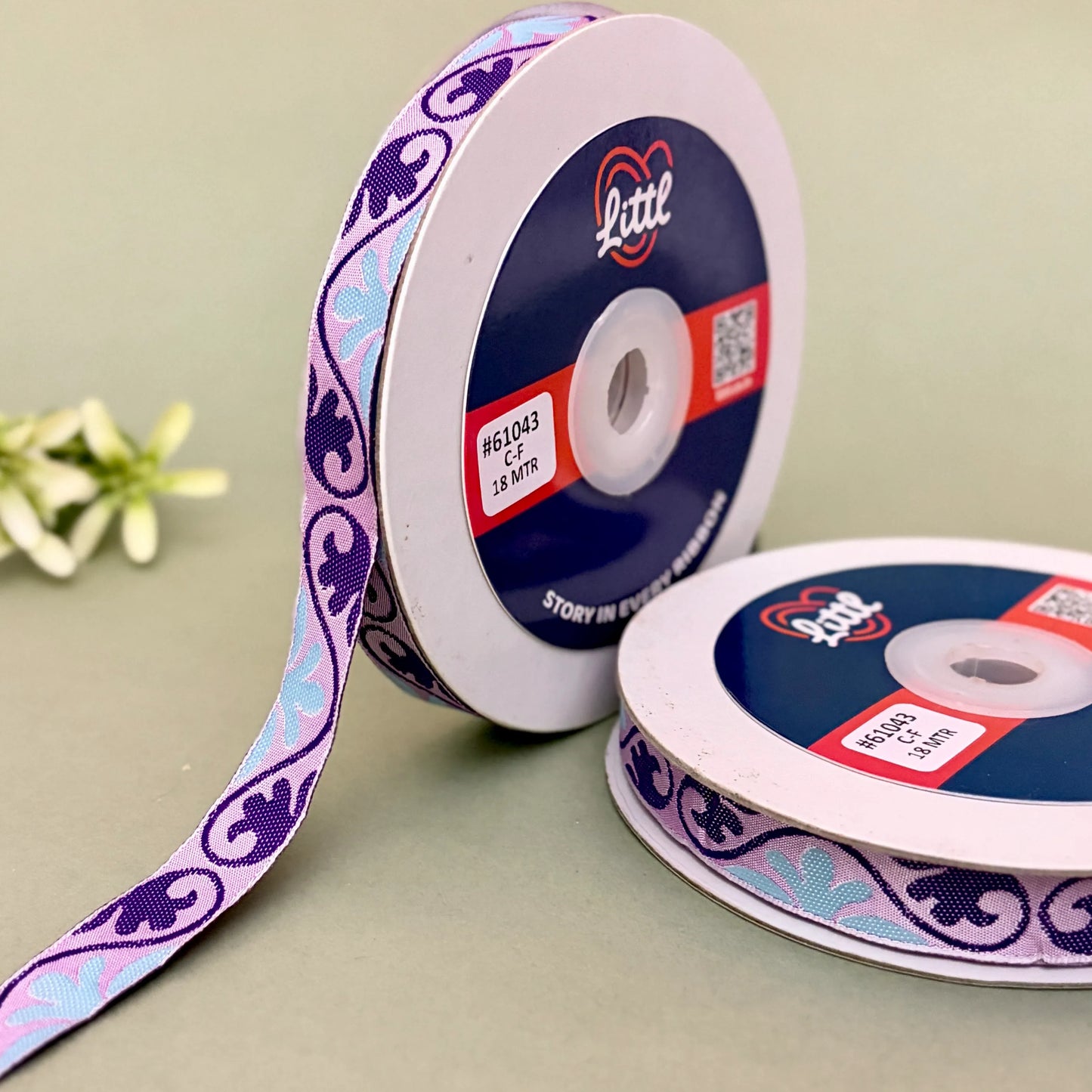 ribbon-saree lace border 15mm 18m floral satin weave garment 61043-littl