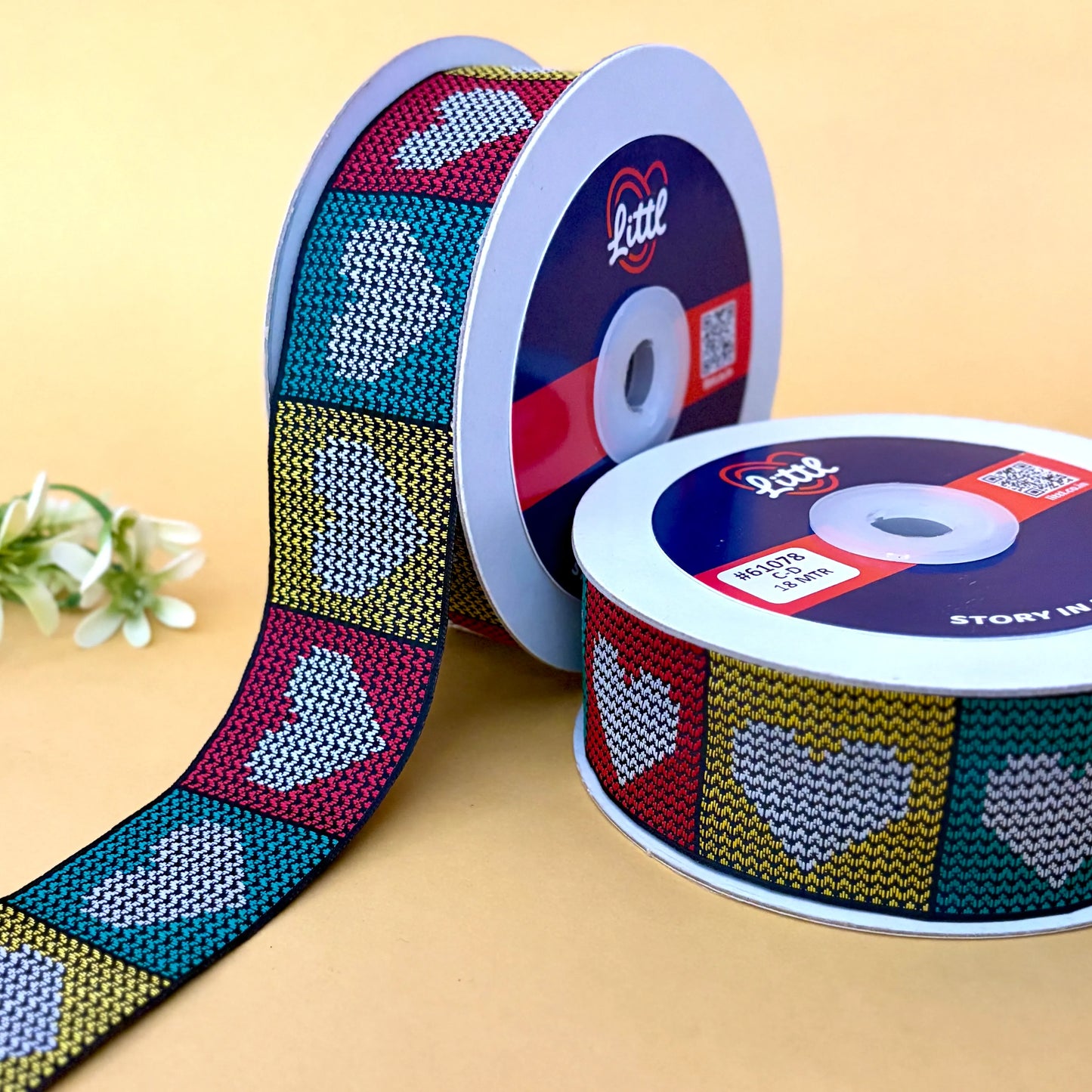 ribbon-saree lace border 1.5 inch 18m black chain stitch satin weave 61078-littl