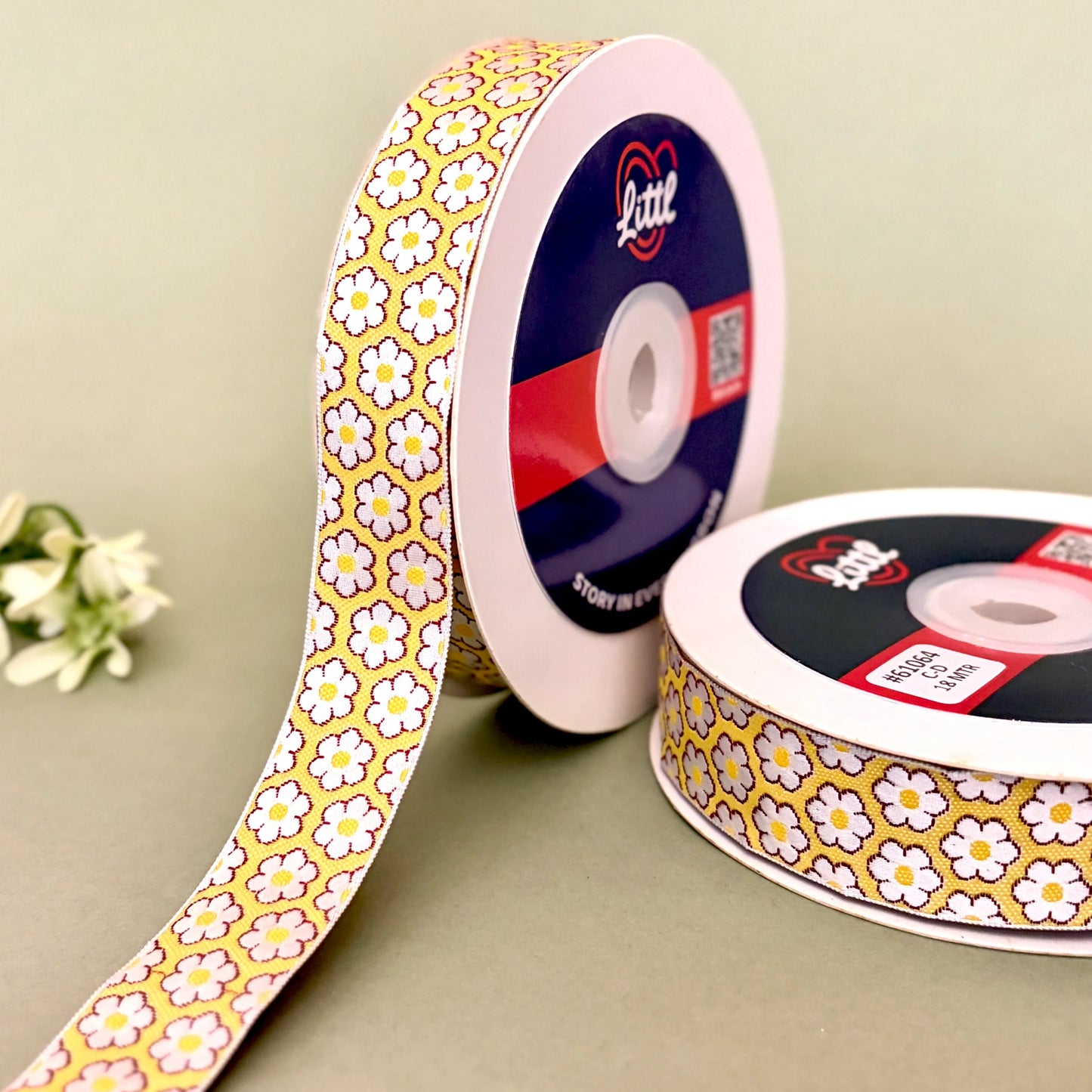 ribbon-saree lace border 1 inch 18m daisy satin weave ribbon 61064-littl