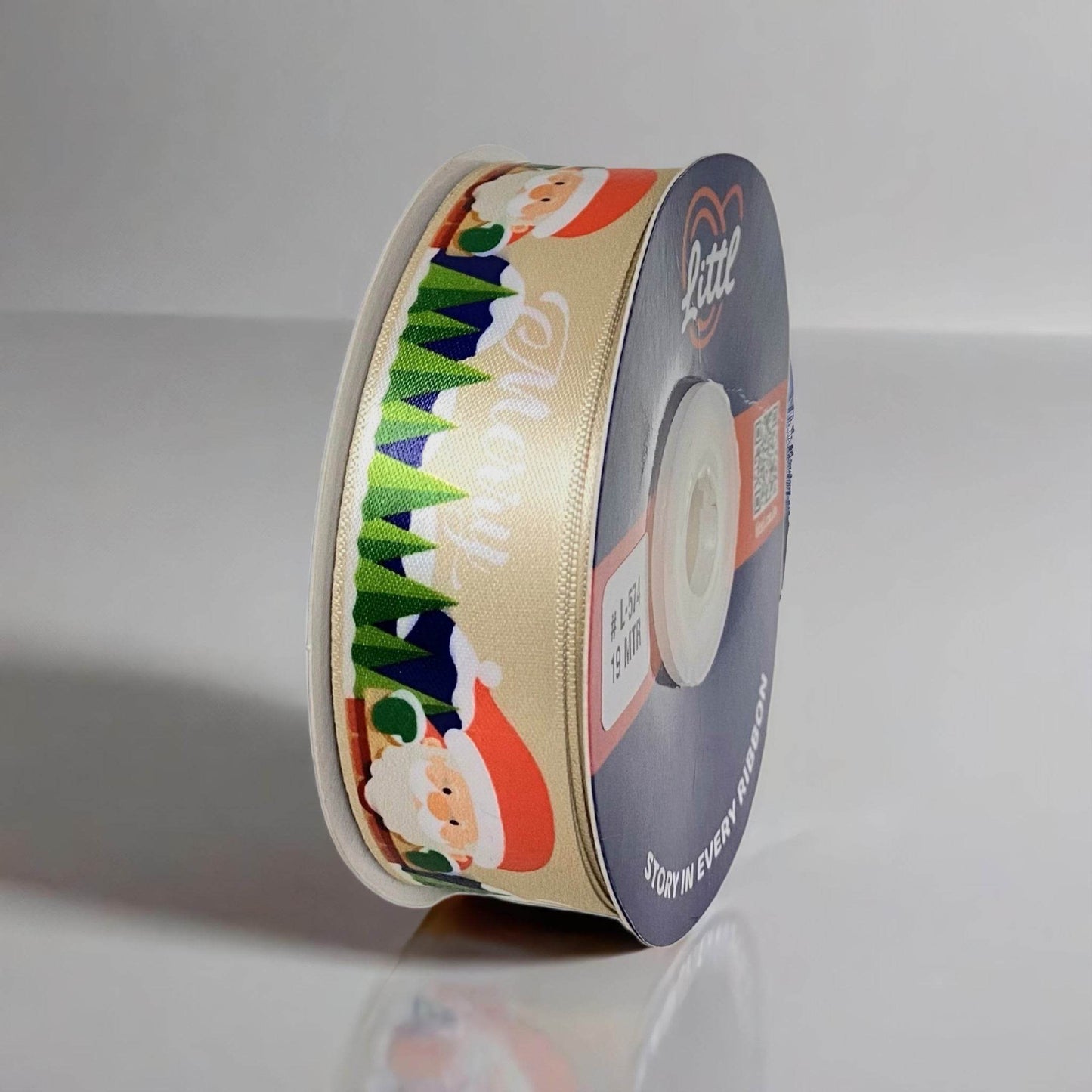 ribbon-beige-christmas ribbon maroon - elegant merry christmas satin - luxury gift wrapping - 25mm x 19m-littl ribbons