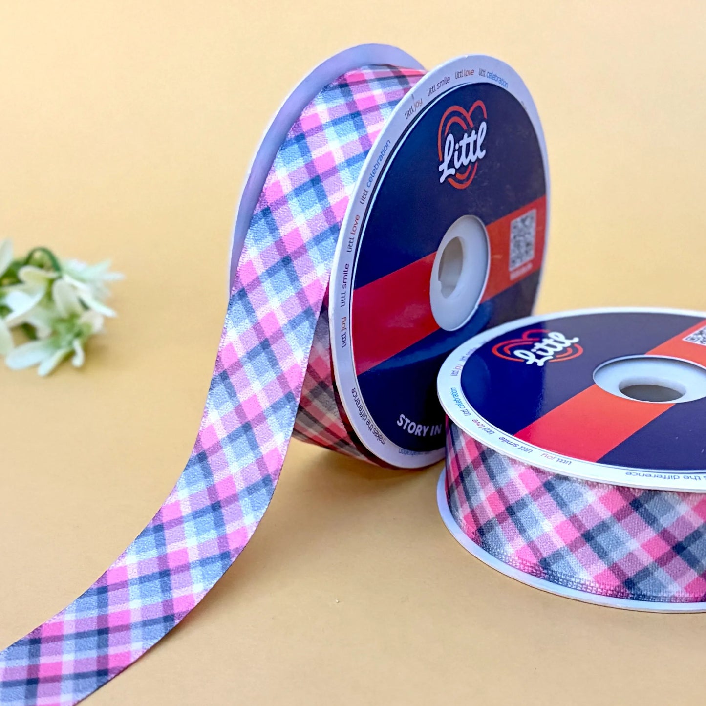 -pink satin ribbon 25mm 23m pack single face gift wrapping craft-littl