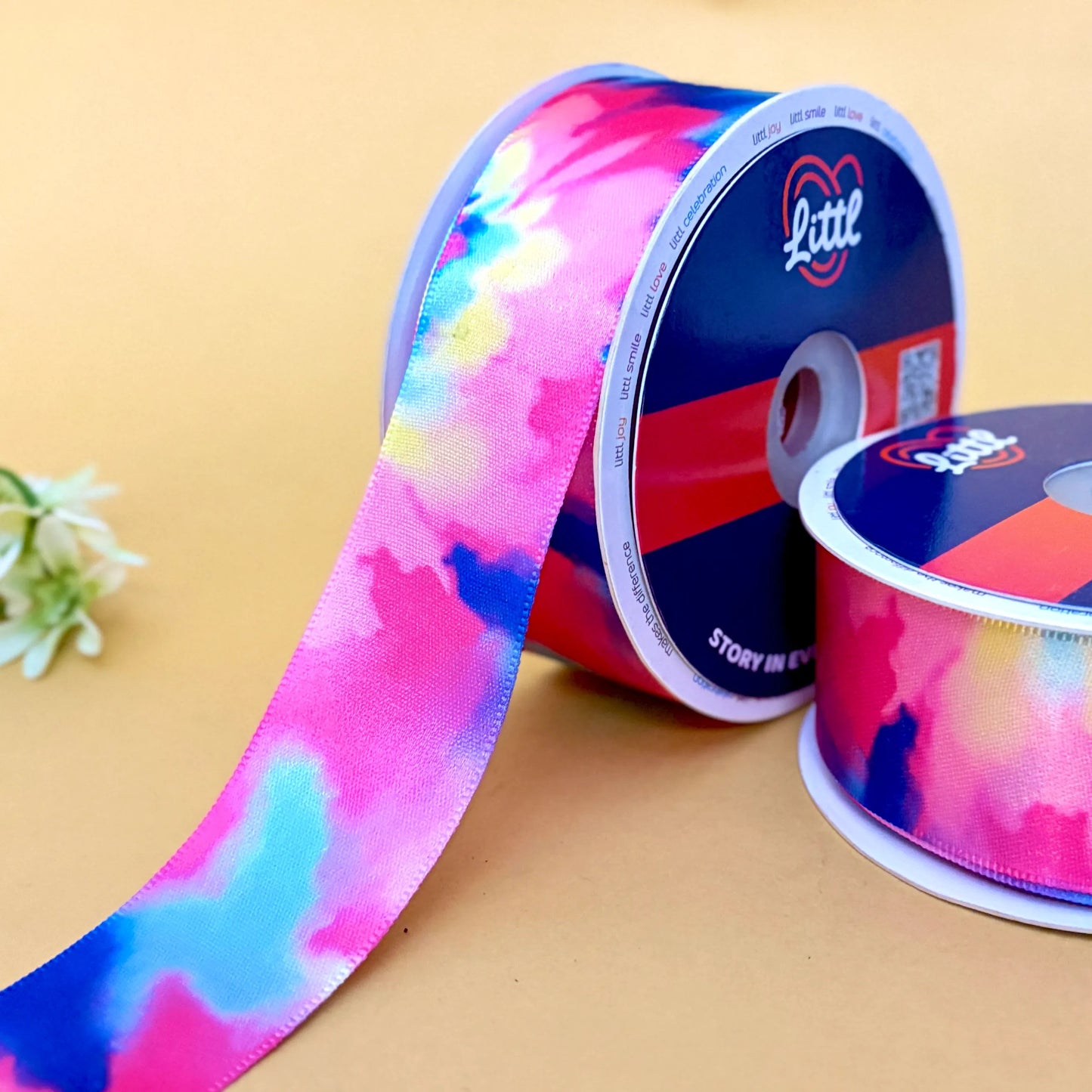 ribbon-multi color printed ribbon 40mm 23m single face satin craft wrap-littl