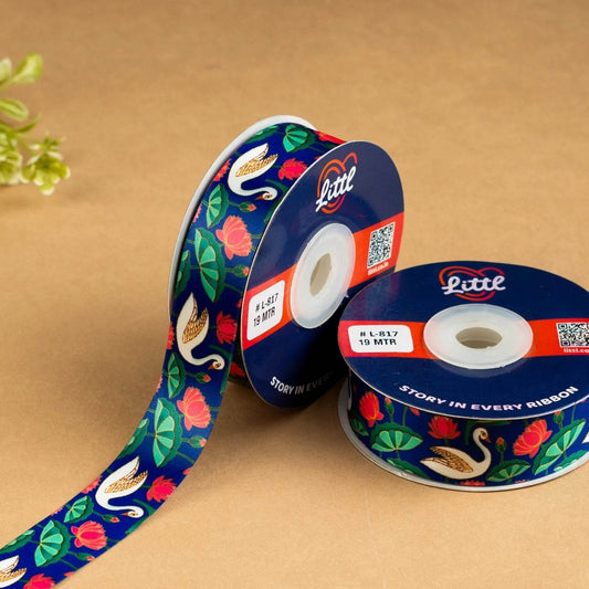 Royal Small Printed Satin Ribbon- Pichrang Collection Ribbon from Littl