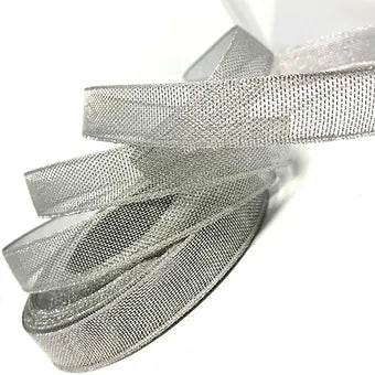 1/2 inch gold and silver net ribbon-36 meters-8233 Silver ribbon from Littl Ribbons