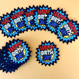 Birthday Burst Patch – Woven Iron-on Patches, Pack of 10