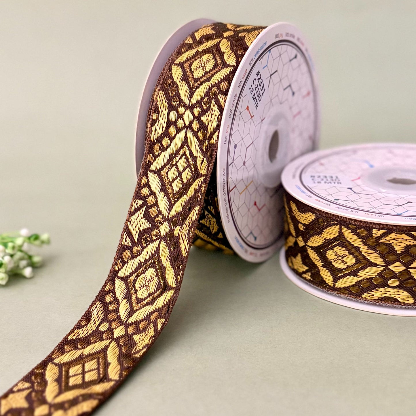 ribbon-brown-2331-1 inch craft ribbon-18 mtrs-littl ribbons