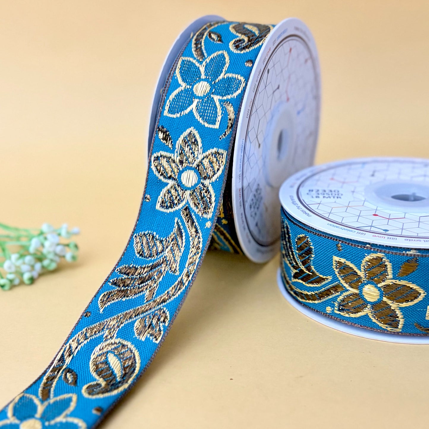 ribbon-turq-2330-1 inch craft ribbon-18 mtrs-littl ribbons