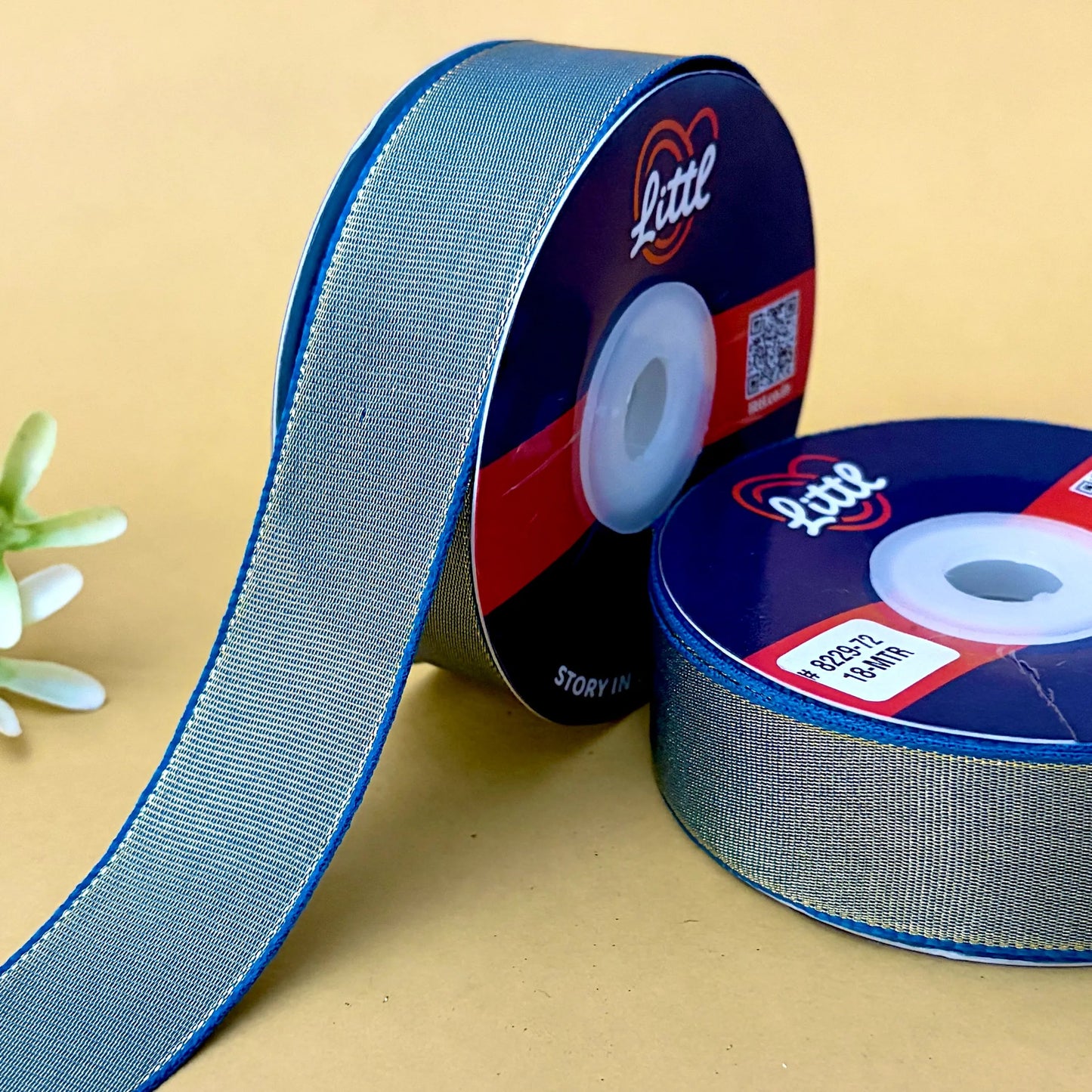 ribbon-aqua-1 inch color net metallic ribbon-littl ribbons