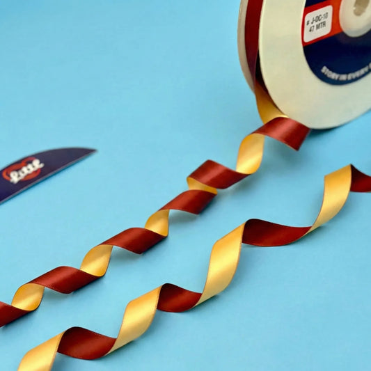 Gift Ribbon 1/2 Inch 47m Maroon Cream Two Color Giftwrap   Littl