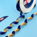 The Oxford Dune – Navy Blue & Deep Beige Dual Tone Satin Ribbon, 20 mm   Littl