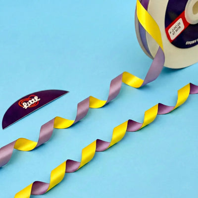 THE SUMMER SORBET - Lilac & Lemon Dual Tone Ribbon 12mm - 12mm reversible satin ribbon by Littl India
