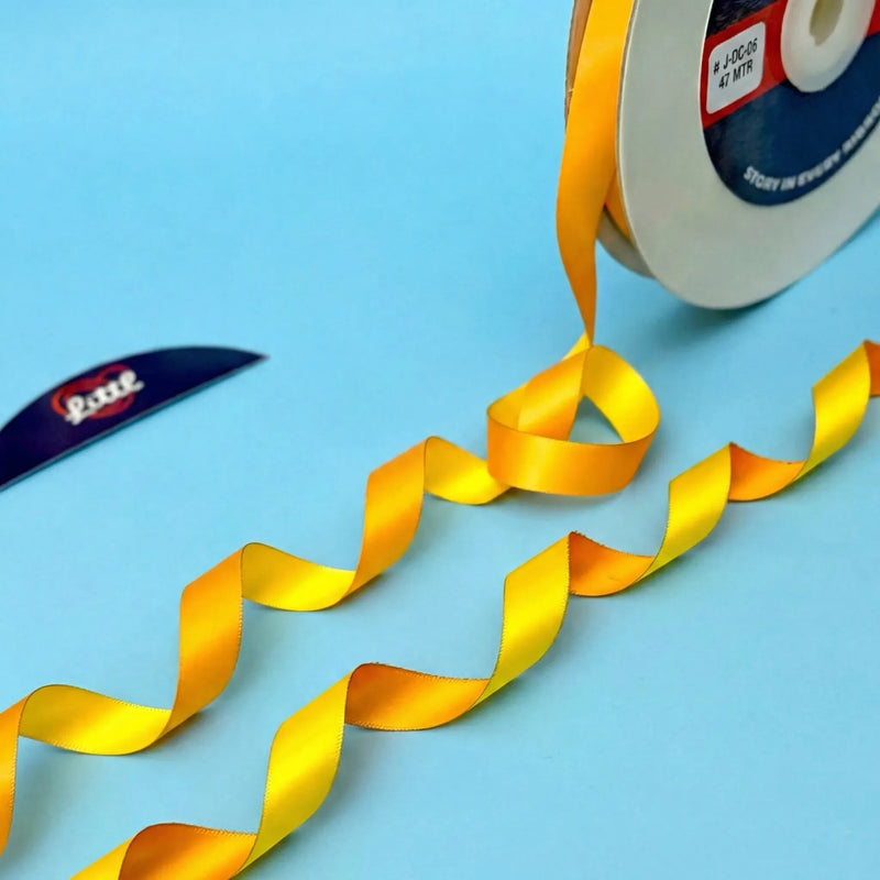 THE SUNFLOWER GLOW - Yellow & Lemon Dual Tone Ribbon 12mm - 12mm reversible satin ribbon by Littl India