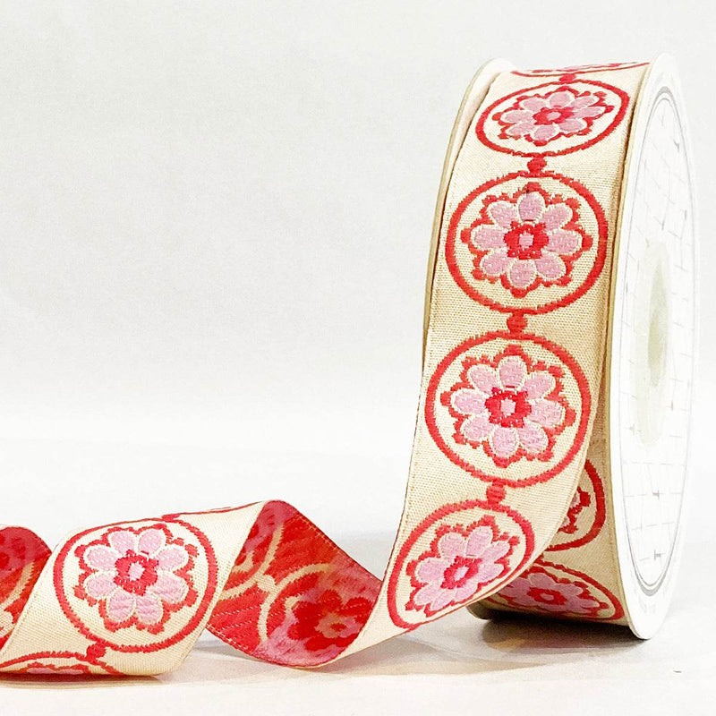 Mandala Circle Woven Gift Ribbon 25mm - Blue by Littl India