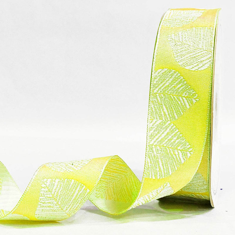 Leheriya Stripe Woven Gift Ribbon 25mm - Lemon by Littl India