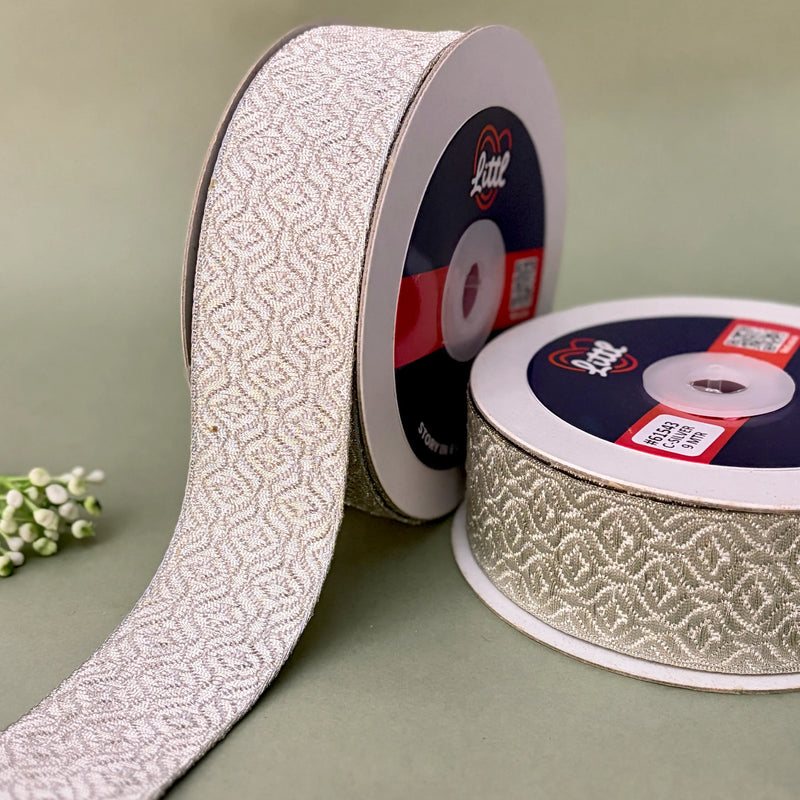 German Metallic Jacquard Ribbon – Premium Heavy Military-Style Braid | 1.5″ Wide | 18m Pack | 61542   Littl