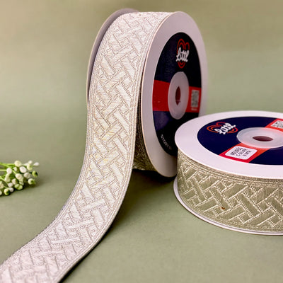 German Metallic Jacquard Ribbon – Premium Heavy Military-Style Braid | 1.5″ Wide | 18m Pack | 61548   Littl
