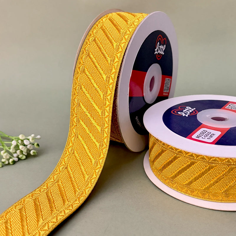 German Metallic Jacquard Ribbon – Premium Heavy Military-Style Braid | 1.5″ Wide | 18m Pack | 61553   Littl