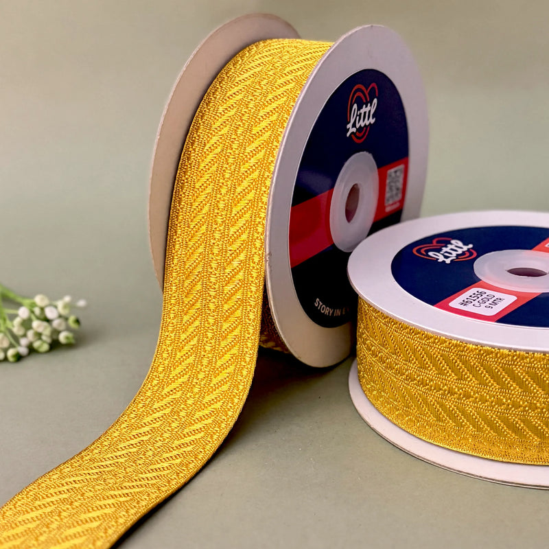 German Metallic Jacquard Ribbon – Premium Heavy Military-Style Braid | 1.5″ Wide | 18m Pack | 61556   Littl