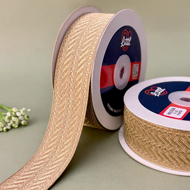 German Metallic Jacquard Ribbon – Premium Heavy Military-Style Braid | 1.5″ Wide | 18m Pack | 61556   Littl