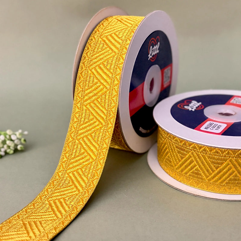 German Metallic Jacquard Ribbon – Premium Heavy Military-Style Braid | 1.5″ Wide | 18m Pack | 61565   Littl