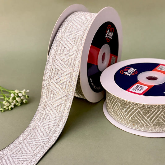 German Metallic Jacquard Ribbon – Premium Heavy Military-Style Braid | 1.5″ Wide | 18m Pack | 61565   Littl