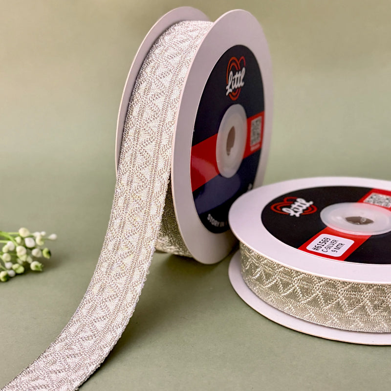 German Metallic Jacquard Ribbon – Premium Heavy Military-Style Braid | 1″ Wide | 18m Pack | 61568   Littl