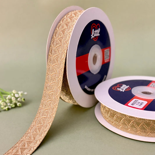 German Metallic Jacquard Ribbon – Premium Heavy Military-Style Braid | 1″ Wide | 18m Pack | 61568   Littl