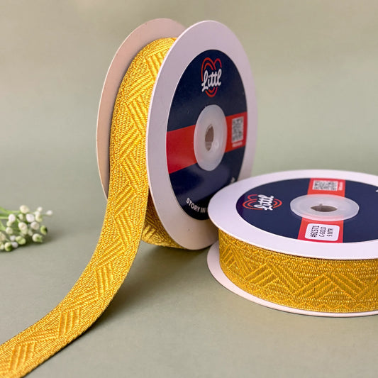 German Metallic Jacquard Ribbon – Premium Heavy Military-Style Braid | 1″ Wide | 18m Pack | 61571   Littl