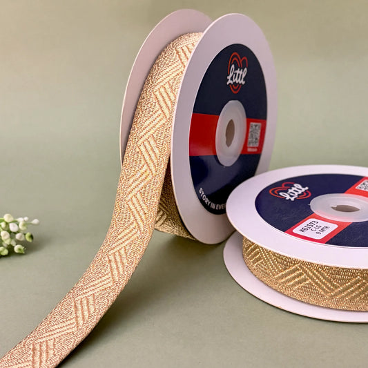 German Metallic Jacquard Ribbon – Premium Heavy Military-Style Braid | 1″ Wide | 18m Pack | 61571   Littl