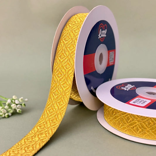 German Metallic Jacquard Ribbon – Premium Heavy Military-Style Braid | 1″ Wide | 18m Pack | 61574   Littl