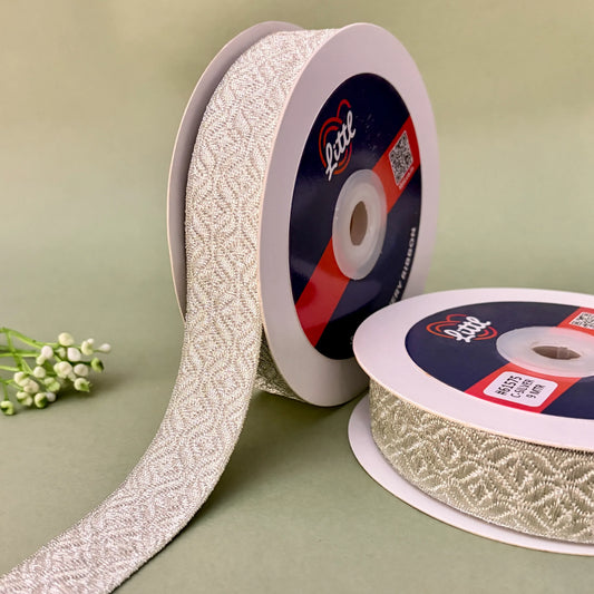 German Metallic Jacquard Ribbon – Premium Heavy Military-Style Braid | 1″ Wide | 18m Pack | 61574   Littl