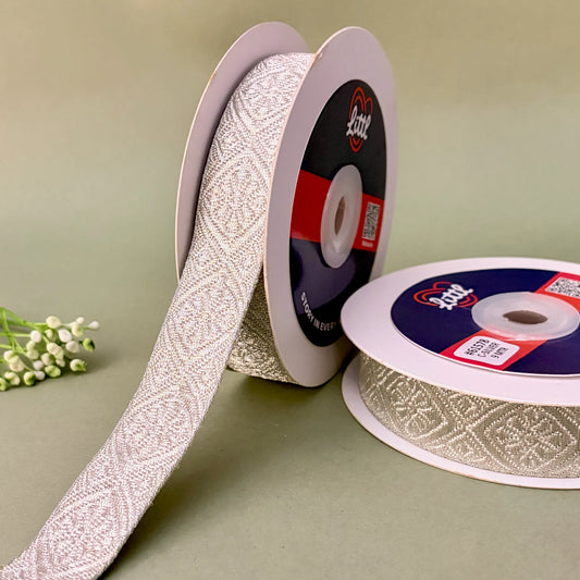 German Metallic Jacquard Ribbon – Premium Heavy Military-Style Braid | 1″ Wide | 18m Pack | 61577   Littl