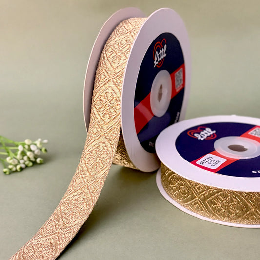 German Metallic Jacquard Ribbon – Premium Heavy Military-Style Braid | 1″ Wide | 18m Pack | 61577   Littl