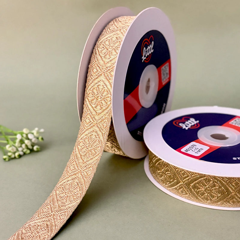 German Metallic Jacquard Ribbon – Premium Heavy Military-Style Braid | 1″ Wide | 18m Pack | 61577   Littl