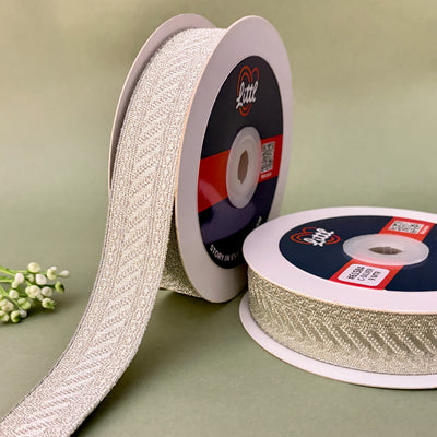 German Metallic Jacquard Ribbon – Premium Heavy Military-Style Braid | 1″ Wide | 18m Pack | 61583   Littl