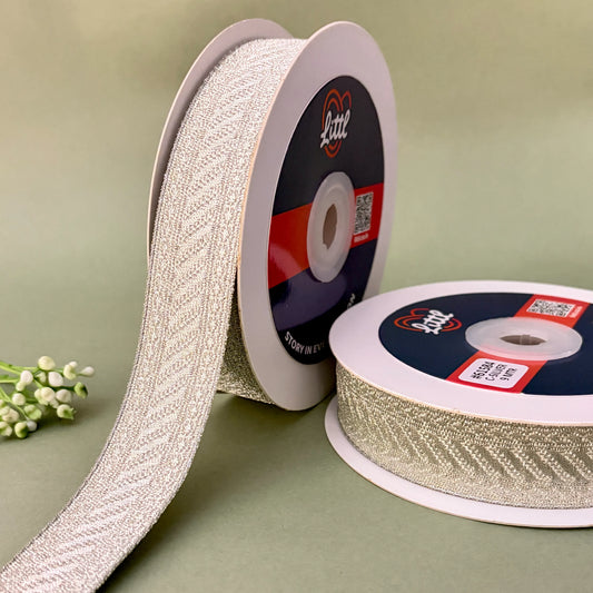 German Metallic Jacquard Ribbon – Premium Heavy Military-Style Braid | 1″ Wide | 18m Pack | 61583   Littl