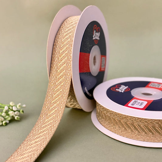 German Metallic Jacquard Ribbon – Premium Heavy Military-Style Braid | 1″ Wide | 18m Pack | 61583   Littl