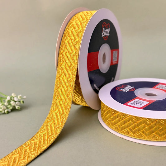 German Metallic Jacquard Ribbon – Premium Heavy Military-Style Braid | 1″ Wide | 18m Pack | 61586   Littl