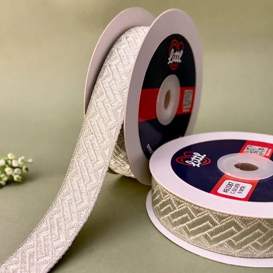 German Metallic Jacquard Ribbon – Premium Heavy Military-Style Braid | 1″ Wide | 18m Pack | 61586   Littl