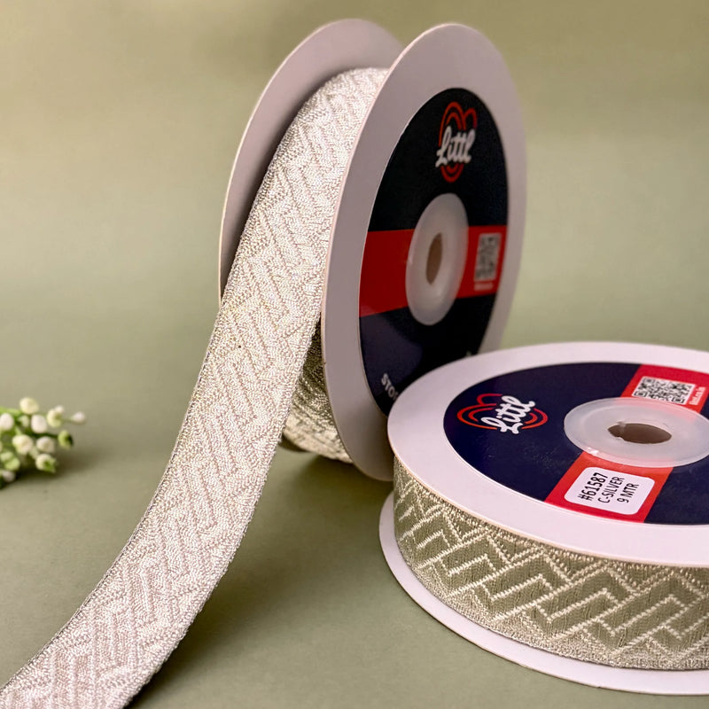 German Metallic Jacquard Ribbon – Premium Heavy Military-Style Braid | 1″ Wide | 18m Pack | 61586   Littl