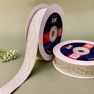 German Metallic Jacquard Ribbon – Premium Heavy Military-Style Braid | 1″ Wide | 18m Pack | 61589   Littl