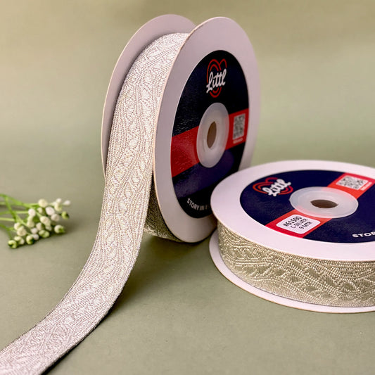 German Metallic Jacquard Ribbon – Premium Heavy Military-Style Braid | 1″ Wide | 18m Pack | 61589   Littl