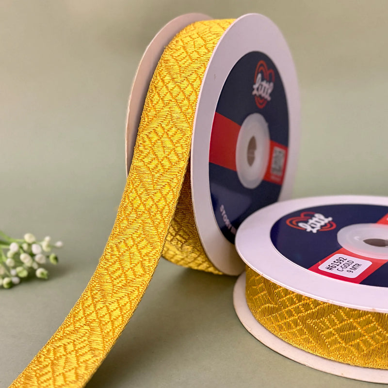German Metallic Jacquard Ribbon – Premium Heavy Military-Style Braid | 1″ Wide | 18m Pack | 61592   Littl