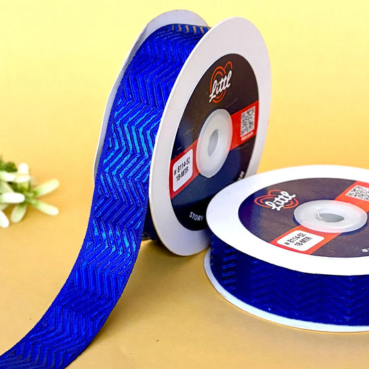 ribbon-Blue-Red Metallic Ribbon 1 Inch 18M Festive Diwali Christmas Wedding-Littl Ribbons